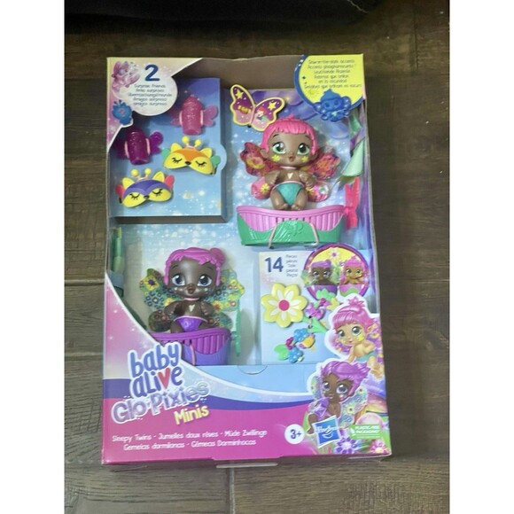 Baby Alive GloPixies Minis Sleepy Twins Baby Dolls, Glo Pixies NIB - Picture 7 of 7
